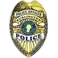 Burlington police badge gold with wings insignia